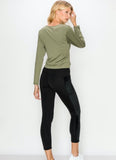Long Sleeve Cropped Twist Top- Olive - Axcess Athletics